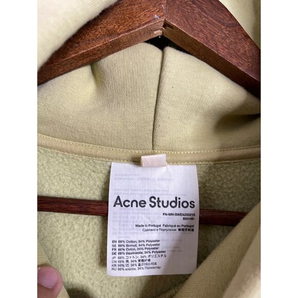 Acne Studios Forres Cotton-Blend Jersey Hoodie in Green Mens XL - Picture 11 of 13